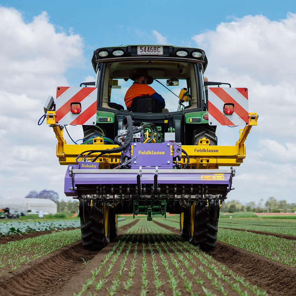 Feldklasse Rukaby field robot in operation on a crop field